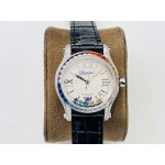 Chopard An Factory 316l Fine Steel Case Leather Strap Watch Black