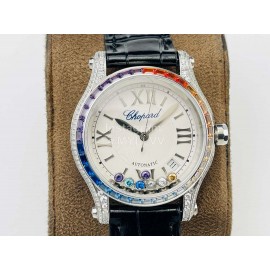 Chopard An Factory 316l Fine Steel Case Leather Strap Watch Black