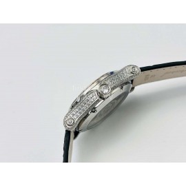 Chopard An Factory 316l Fine Steel Case Leather Strap Watch Black