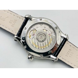 Chopard An Factory 316l Fine Steel Case Leather Strap Watch Black