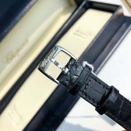 Chopard Diamond Roman Numeral Dial Black Leather Strap Watch