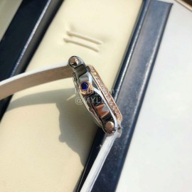 Chopard Diamond Roman Numeral Dial Leather Strap Watch White