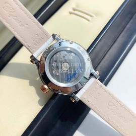 Chopard Diamond Roman Numeral Dial Leather Strap Watch White