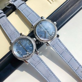 Chopard Diamond Roman Numeral Dial Leather Strap Watch