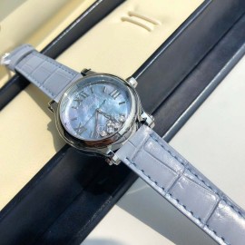 Chopard Diamond Roman Numeral Dial Leather Strap Watch