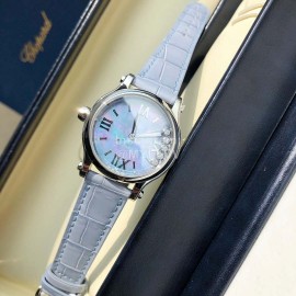 Chopard Diamond Roman Numeral Dial Leather Strap Watch