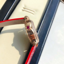 Chopard Diamond Roman Numeral Dial Leather Strap Watch Red