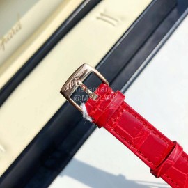 Chopard Diamond Roman Numeral Dial Leather Strap Watch Red