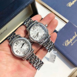 Chopard Diamond Roman Numeral Dial Steel Strap Watch