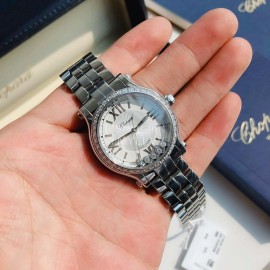 Chopard Diamond Roman Numeral Dial Steel Strap Watch