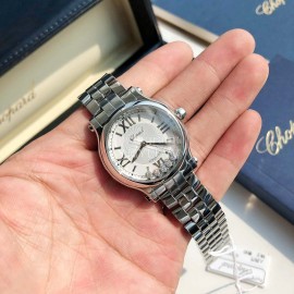 Chopard Diamond Roman Numeral Dial Steel Strap Watch