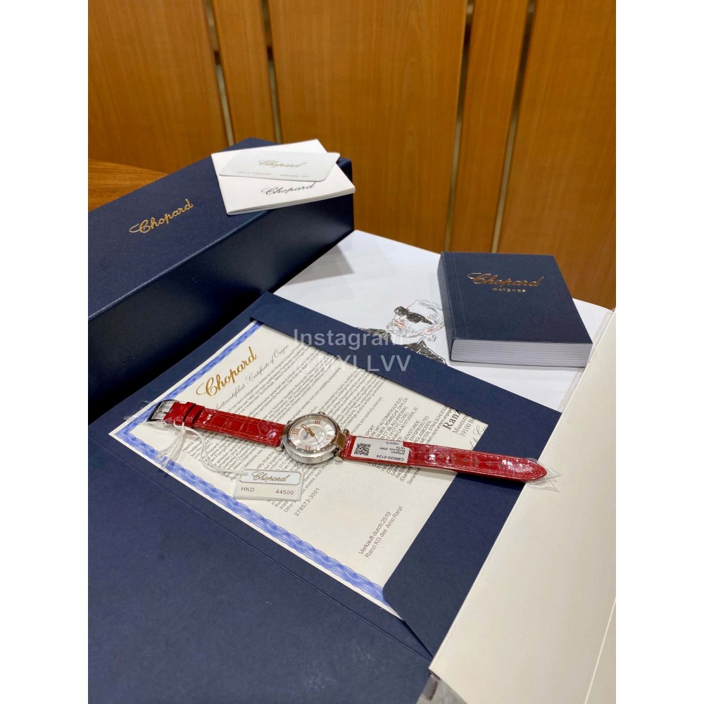 Chopard Imperiale Series Roman Numeral 29mm Dial Red Leather Strap Watch