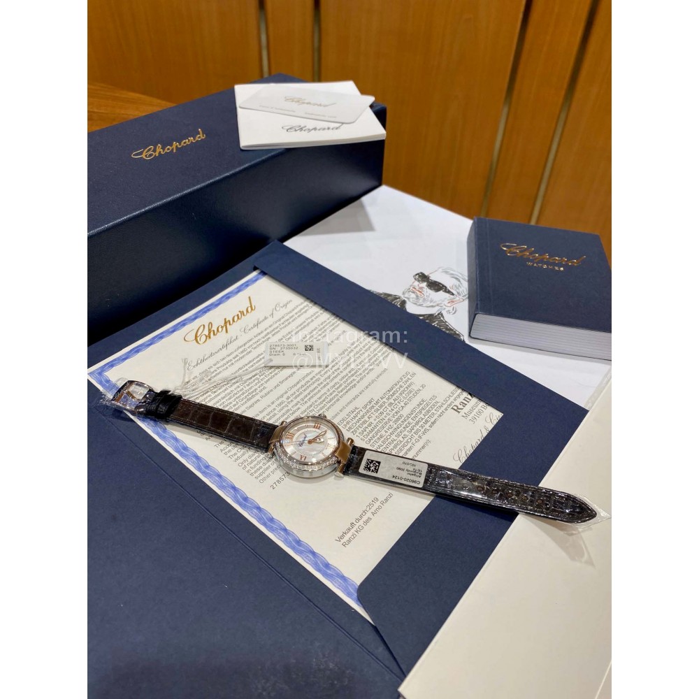 Chopard Imperiale Series Roman Numeral 29mm Dial Leather Strap Diamond Watch