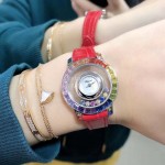 Chopard Fashion Diamond Red Leather Strap Watch