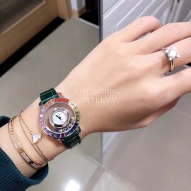 Chopard Fashion Diamond Green Leather Strap Watch