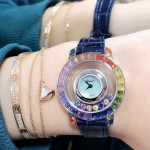 Chopard Fashion Colourful Diamond Leather Strap Watch