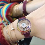 Chopard Fashion Diamond Leather Strap Watch Wine Red