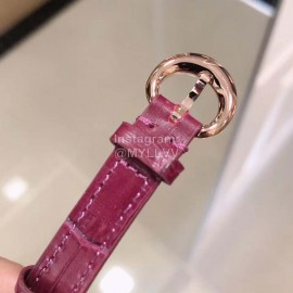 Chopard Fashion Diamond Leather Strap Watch Wine Red