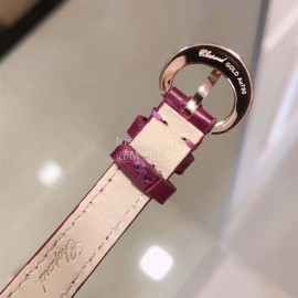 Chopard Fashion Diamond Leather Strap Watch Wine Red