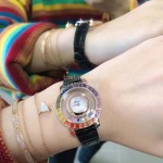 Chopard Fashion Diamond Leather Strap Watch Black