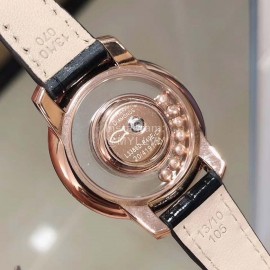 Chopard Fashion Diamond Leather Strap Watch Black