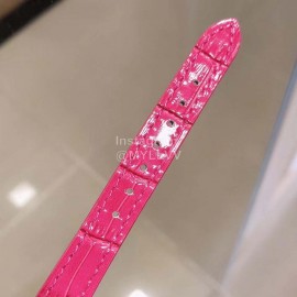 Chopard Fashion Diamond Leather Strap Watch Rose Red