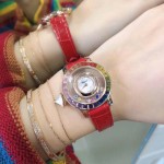 Chopard Fashion Diamond Leather Strap Watch Red