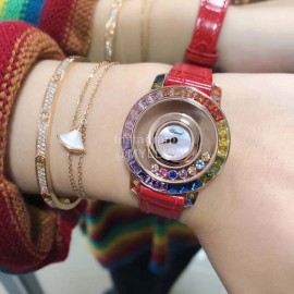 Chopard Fashion Diamond Leather Strap Watch Red