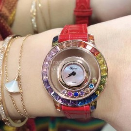 Chopard Fashion Diamond Leather Strap Watch Red