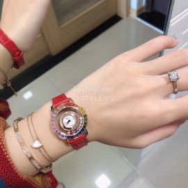 Chopard Fashion Diamond Leather Strap Watch Red