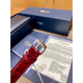 Chopard Happysport Roman Numeral Dial Leather Strap Watch Wine Red