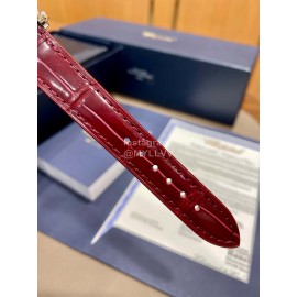 Chopard Happysport Roman Numeral Dial Leather Strap Watch Wine Red