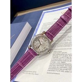 Chopard Happysport Roman Numeral Dial Leather Strap Watch Purple