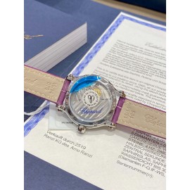 Chopard Happysport Roman Numeral Dial Leather Strap Watch Purple