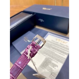 Chopard Happysport Roman Numeral Dial Leather Strap Watch Purple