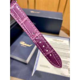 Chopard Happysport Roman Numeral Dial Leather Strap Watch Purple