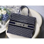 Dior Book Tote Blue Velvet Embroidery Ladies Tote Bag Large M1286