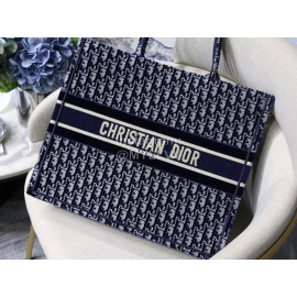 Dior Book Tote Blue Velvet Embroidery Ladies Tote Bag Large M1286