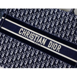 Dior Book Tote Blue Velvet Embroidery Ladies Tote Bag Large M1286