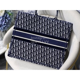 Dior Book Tote Blue Velvet Embroidery Ladies Tote Bag Large M1286