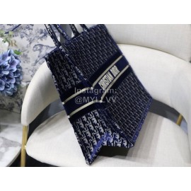 Dior Book Tote Blue Velvet Embroidery Ladies Tote Bag Large M1286