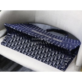 Dior Book Tote Blue Velvet Embroidery Ladies Tote Bag Large M1286