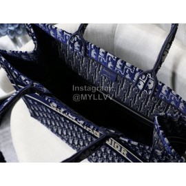 Dior Book Tote Blue Velvet Embroidery Ladies Tote Bag Large M1286