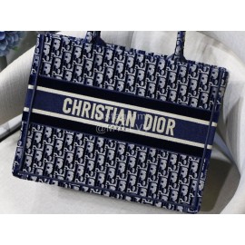 Dior Book Tote Blue Velvet Embroidered Ladies Tote Bag Small M1286