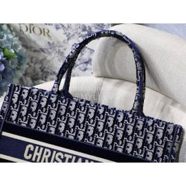 Dior Book Tote Blue Velvet Embroidered Ladies Tote Bag Small M1286