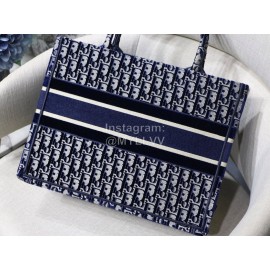 Dior Book Tote Blue Velvet Embroidered Ladies Tote Bag Small M1286