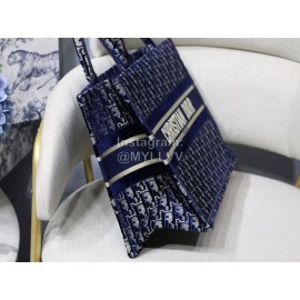 Dior Book Tote Blue Velvet Embroidered Ladies Tote Bag Small M1286