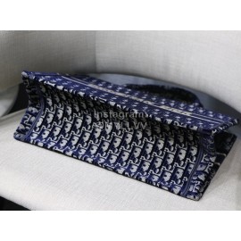 Dior Book Tote Blue Velvet Embroidered Ladies Tote Bag Small M1286