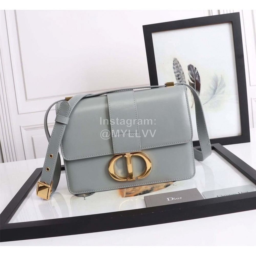 Dior 30 Montaigne Metal "CD" Buckle Leather Crossbody Bag Gray D6712