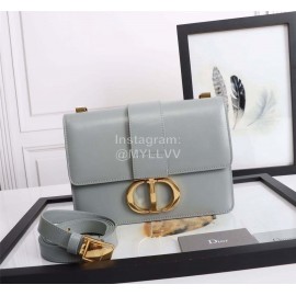 Dior 30 Montaigne Metal "CD" Buckle Leather Crossbody Bag Gray D6712
